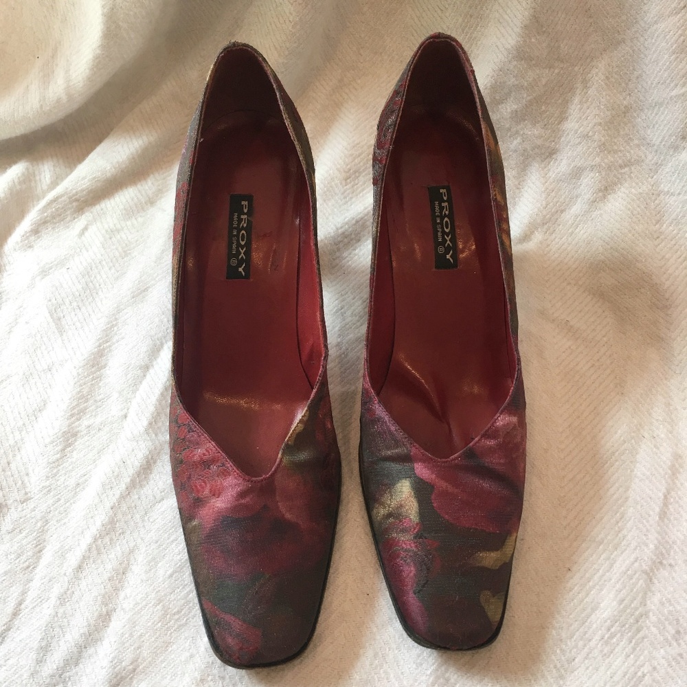 [PROXY] Sparkly floral square toe pumps 10
